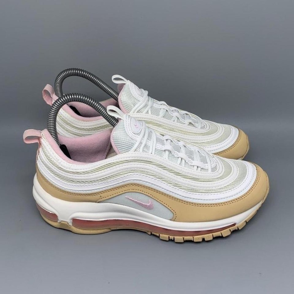 Nike Air‎ Max 97 White Beige Running Shoes 921522‑113 Youth Sz 5.5Y Women's Sz 7